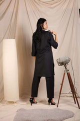 Black Cotton Polyester Mix Kurta & Pant Co-Ords