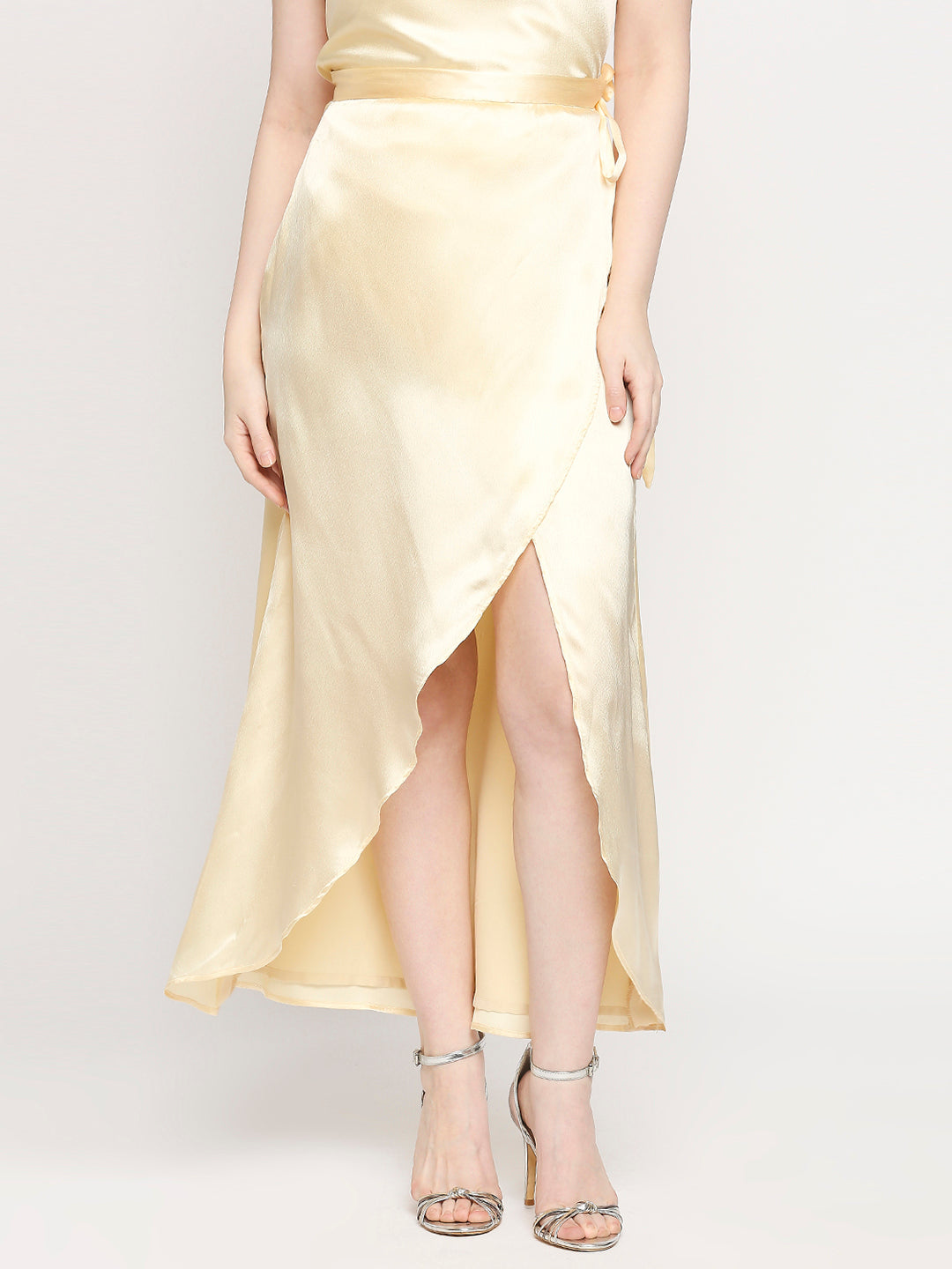 Golden Hour Japan Satin Wrap Knot Long Skirt