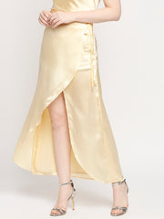 Golden Hour Japan Satin Wrap Knot Long Skirt