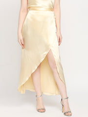 Golden Hour Japan Satin Wrap Knot Long Skirt