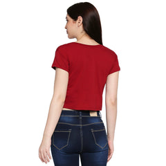 Maroon Cotton Crop T-Shirt