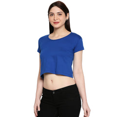 Royal Blue Cotton Crop T-Shirt