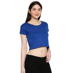 Royal Blue Cotton Crop T-Shirt