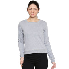 Grey Melange Rayon Women T-Shirts Women Sweat Shirt