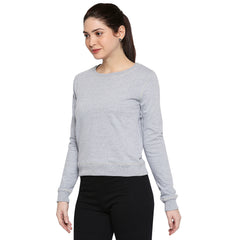 Grey Melange Rayon Women T-Shirts Women Sweat Shirt