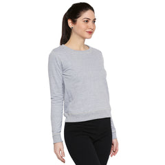 Grey Melange Rayon Women T-Shirts Women Sweat Shirt