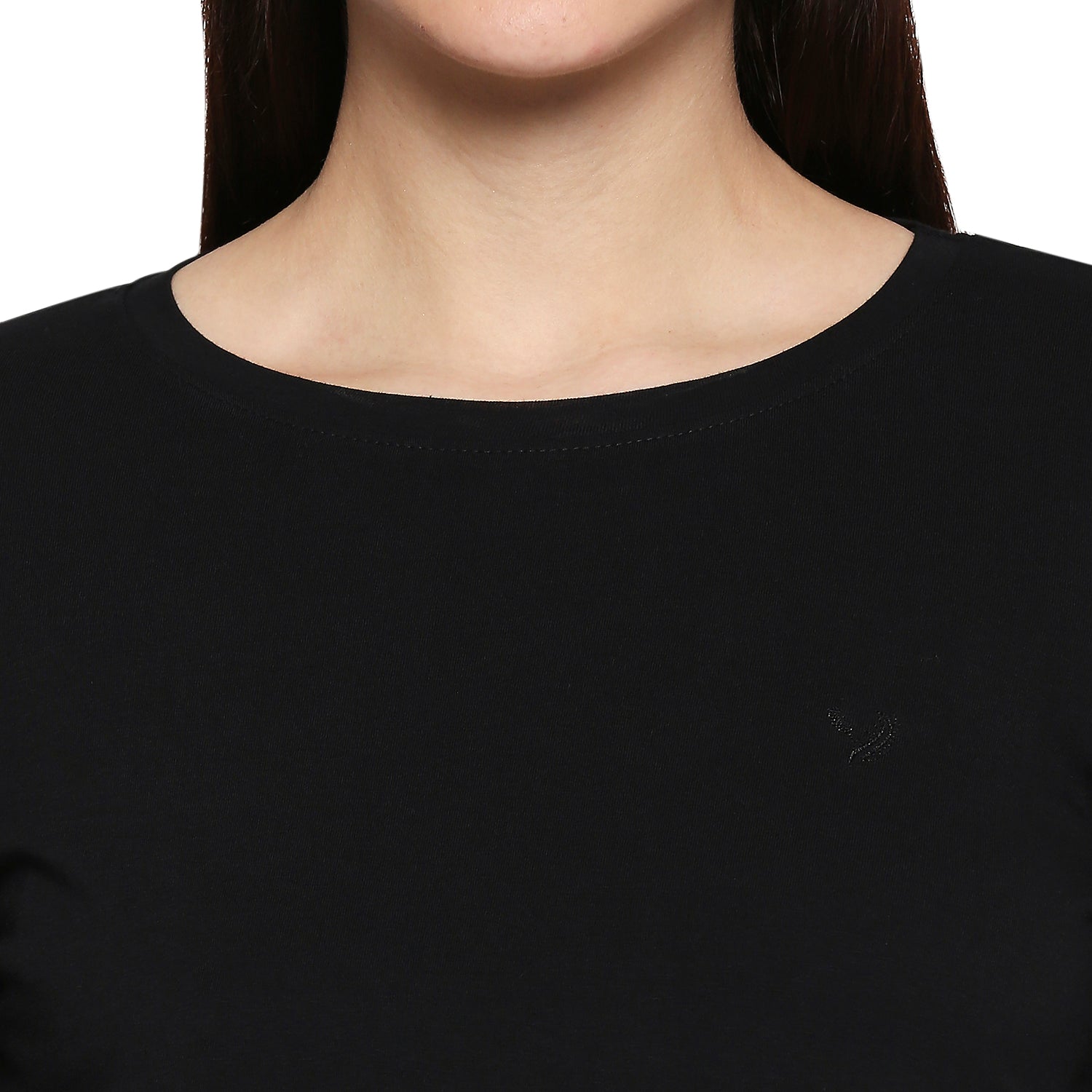 Black Cotton Lycra  Long Sleeve T-Shirt