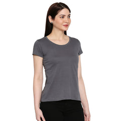 Dark Grey Cotton Round Neck T-Shirt