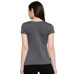 Dark Grey Cotton Round Neck T-Shirt