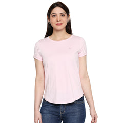 Light Pink Cotton Crew Neck T-Shirt