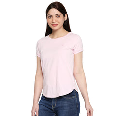 Light Pink Cotton Crew Neck T-Shirt