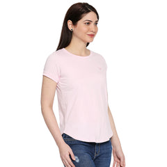 Light Pink Cotton Crew Neck T-Shirt