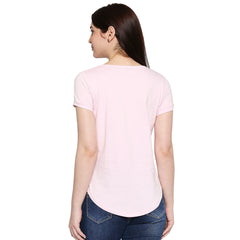 Light Pink Cotton Crew Neck T-Shirt