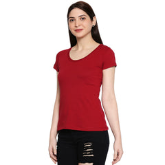 Maroon Cotton Round Neck T-Shirt