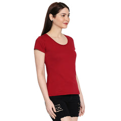 Maroon Cotton Round Neck T-Shirt