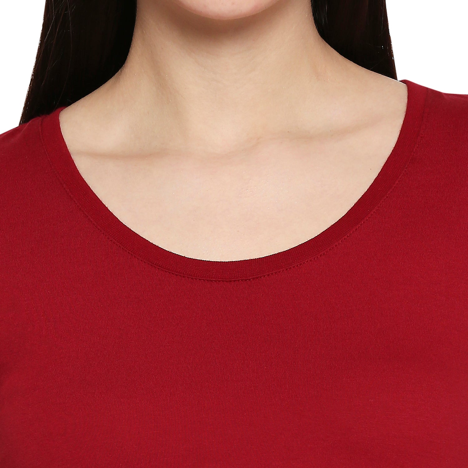 Maroon Cotton Round Neck T-Shirt