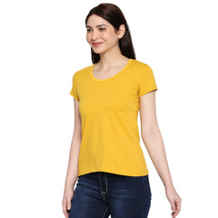 Mustard Cotton Round Neck T-Shirt