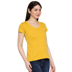 Mustard Cotton Round Neck T-Shirt