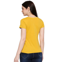 Mustard Cotton Round Neck T-Shirt