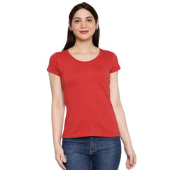 Red Cotton Round Neck T-Shirt