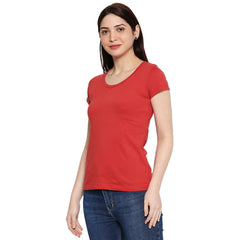 Red Cotton Round Neck T-Shirt