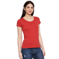 Red Cotton Round Neck T-Shirt