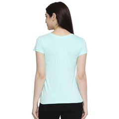 Turquoise Blue Cotton V Neck T-Shirt