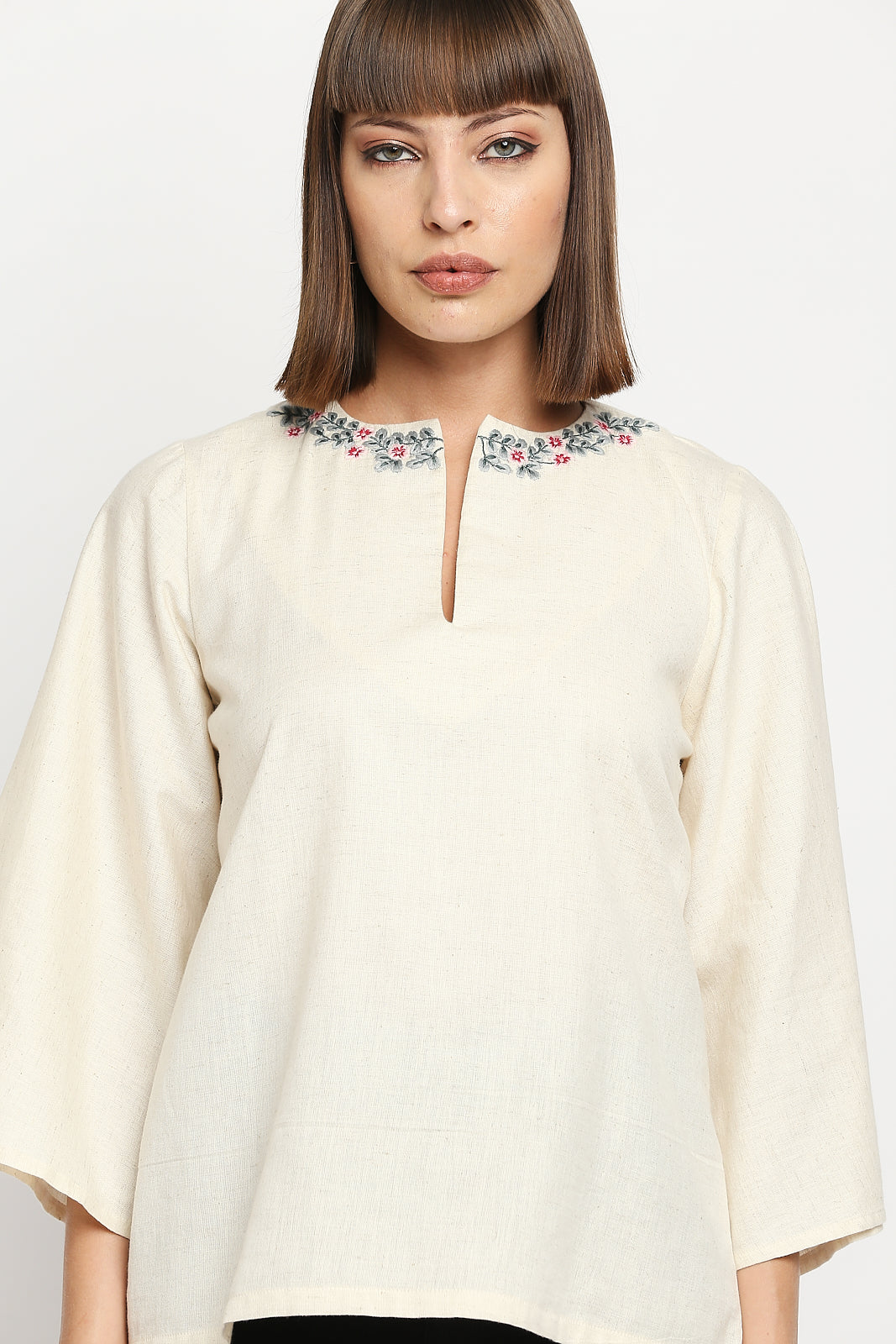 Off White Khadi Embellished  Tunic