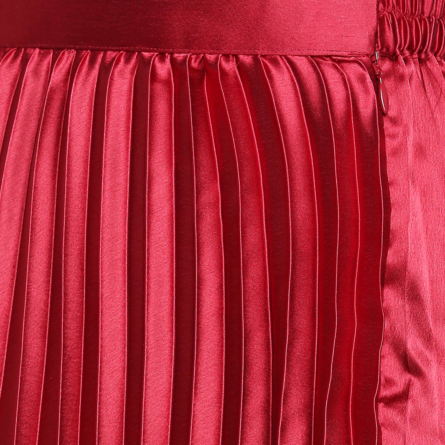 Ruby Red Japan Satin Pleated Mini Skirt