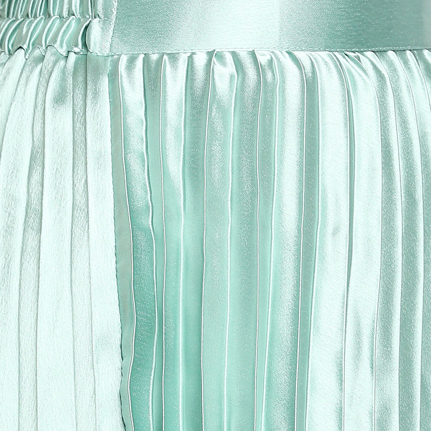 Mint Green Japan Satin Pleated Mini Skirt