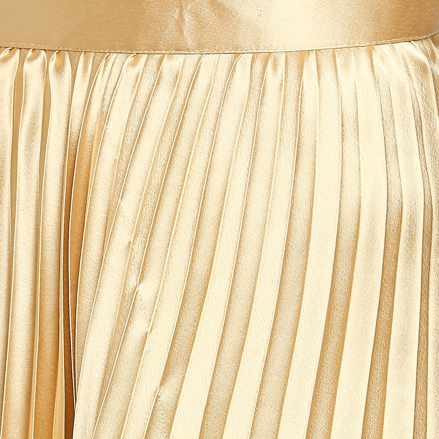 Golden Japan Satin Pleated Midi Skirt