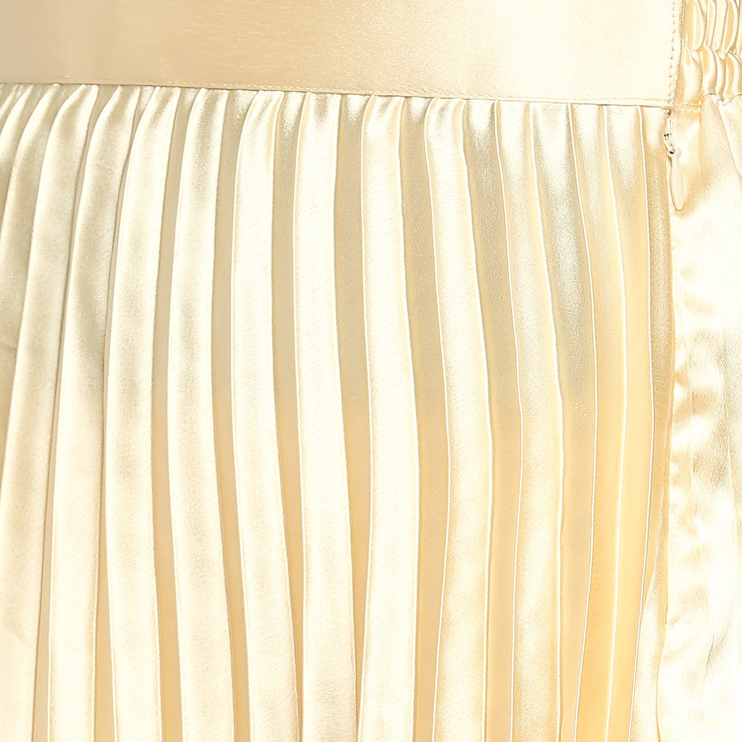 Champagne Gold Japan Satin Pleated Mini Skirt