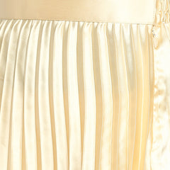 Champagne Gold Japan Satin Pleated Mini Skirt