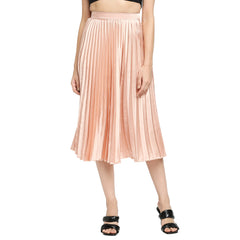 Blush Pink Japan Satin Pleated Midi Skirt