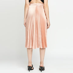 Blush Pink Japan Satin Pleated Midi Skirt