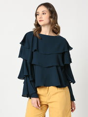 Twilight Indigo Fiona Layered Ruffle Top