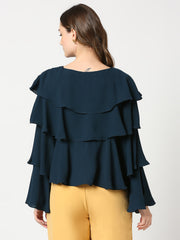 Twilight Indigo Fiona Layered Ruffle Top