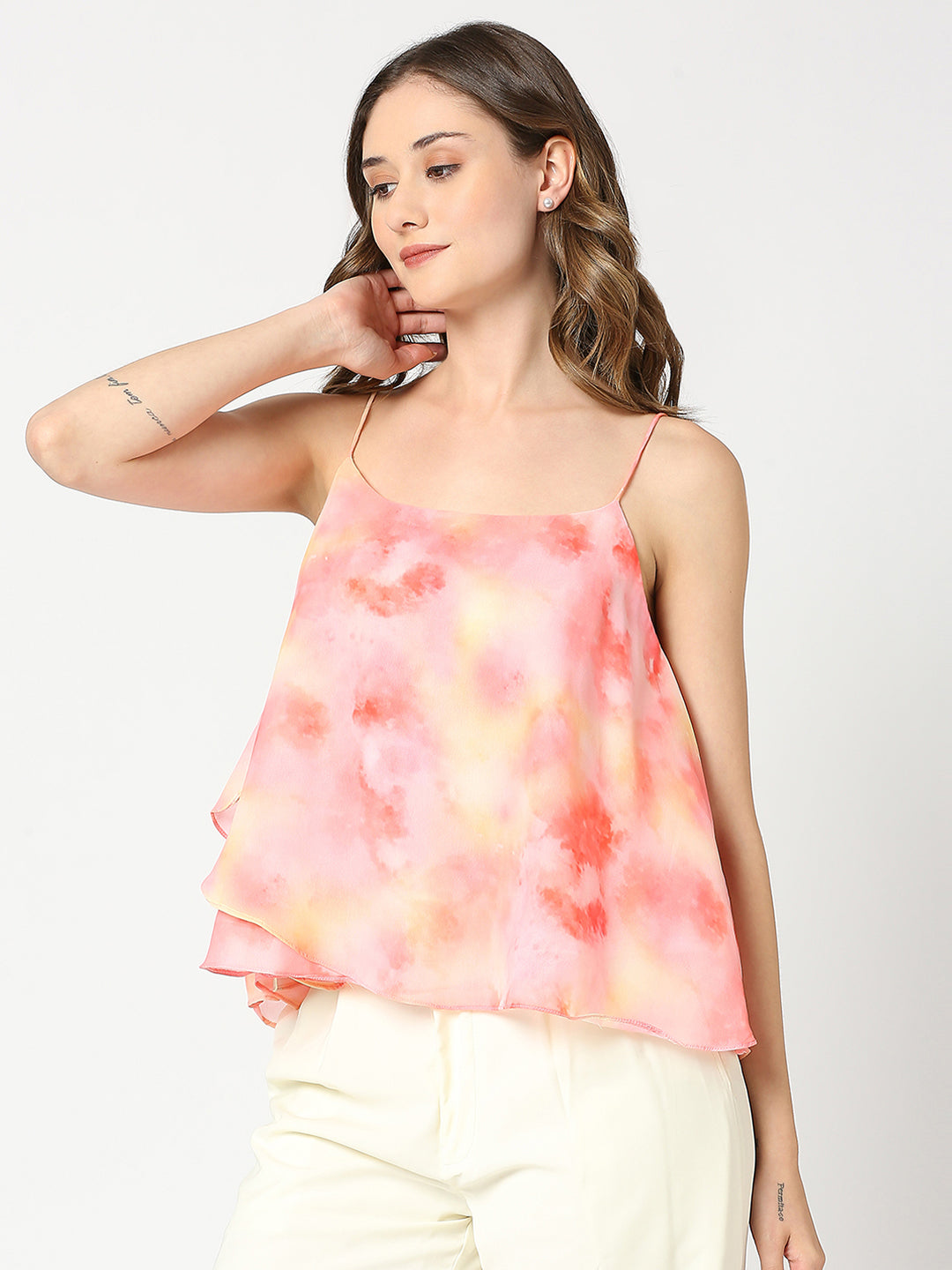 Tie & Dey Georgette Layered Flowy Cami Top