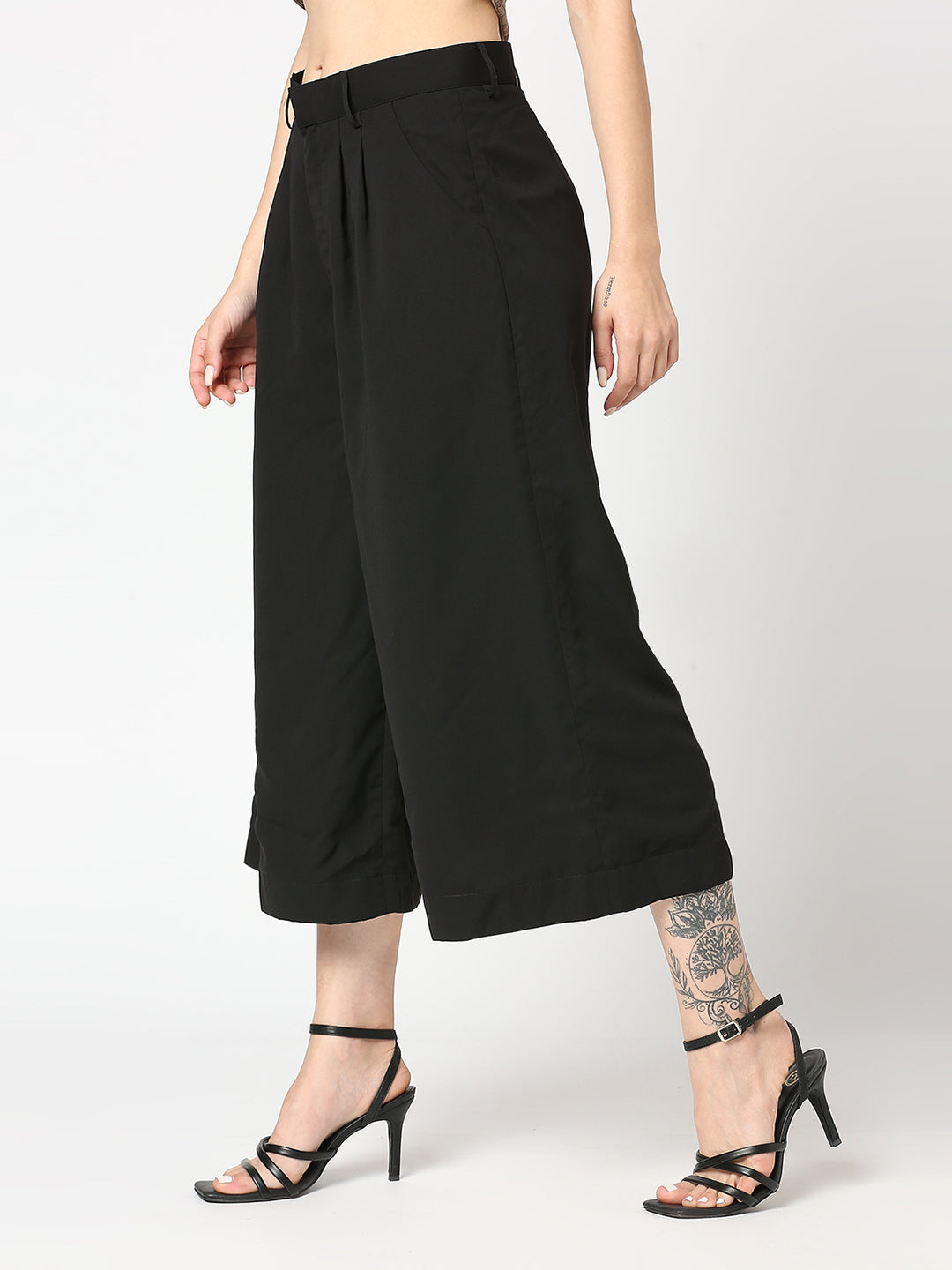 Black Fiona High Waist Culotte Pant