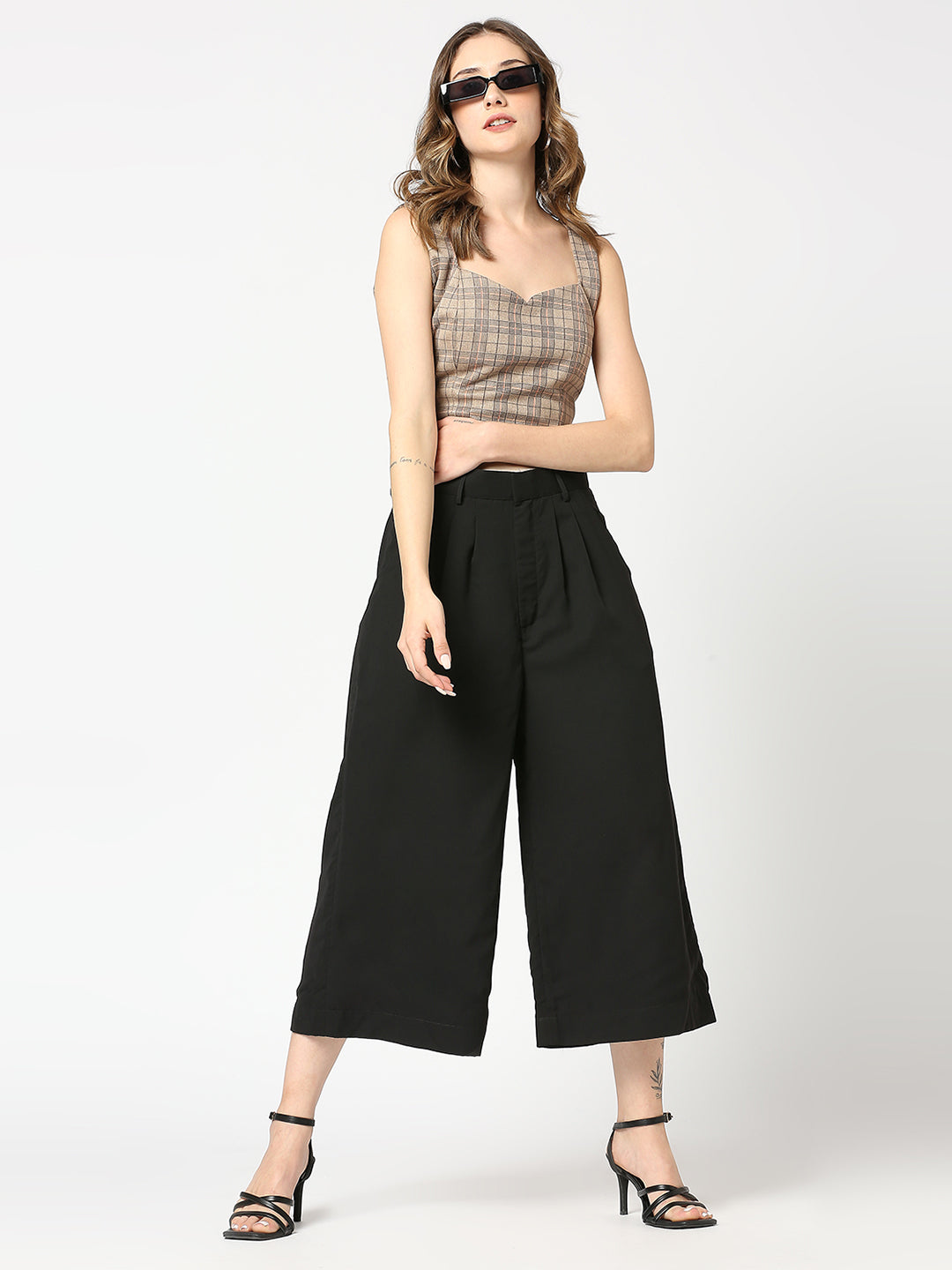 Black Fiona High Waist Culotte Pant