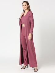 Magenta Imported Rib 3Pc Long Shrug Co-Ords