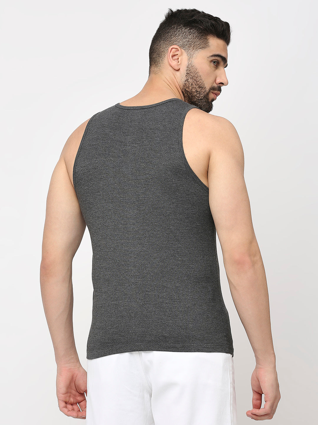 Grey Cotton Lycra Plain Sando