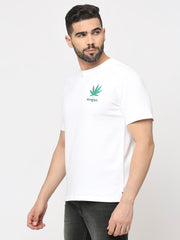 White Cotton Looper Lycra Half-Sleeve T-Shirt