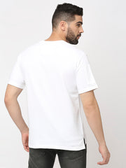 White Cotton Looper Lycra Half-Sleeve T-Shirt