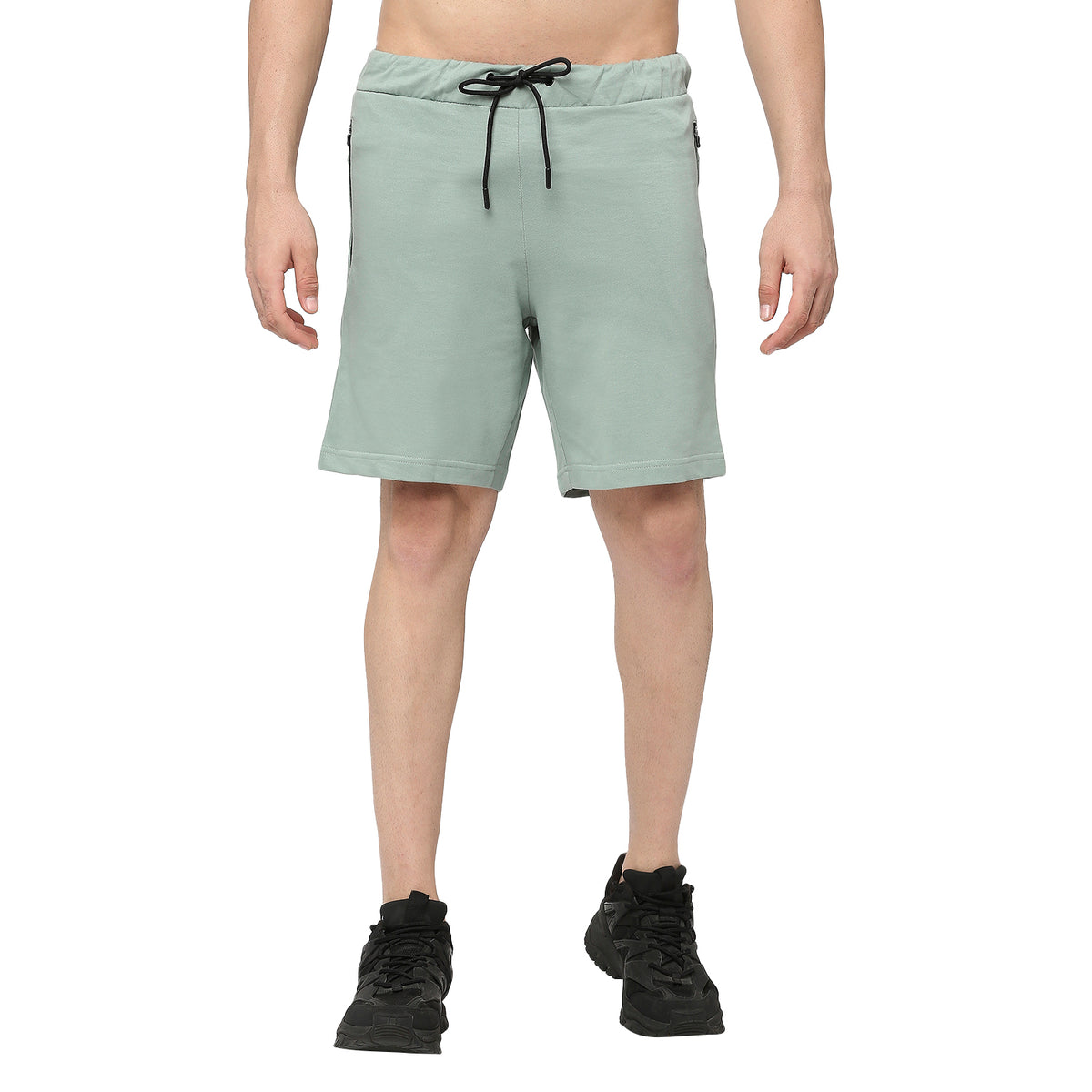 Olive Cotton Looper Lycra  Braw String Short